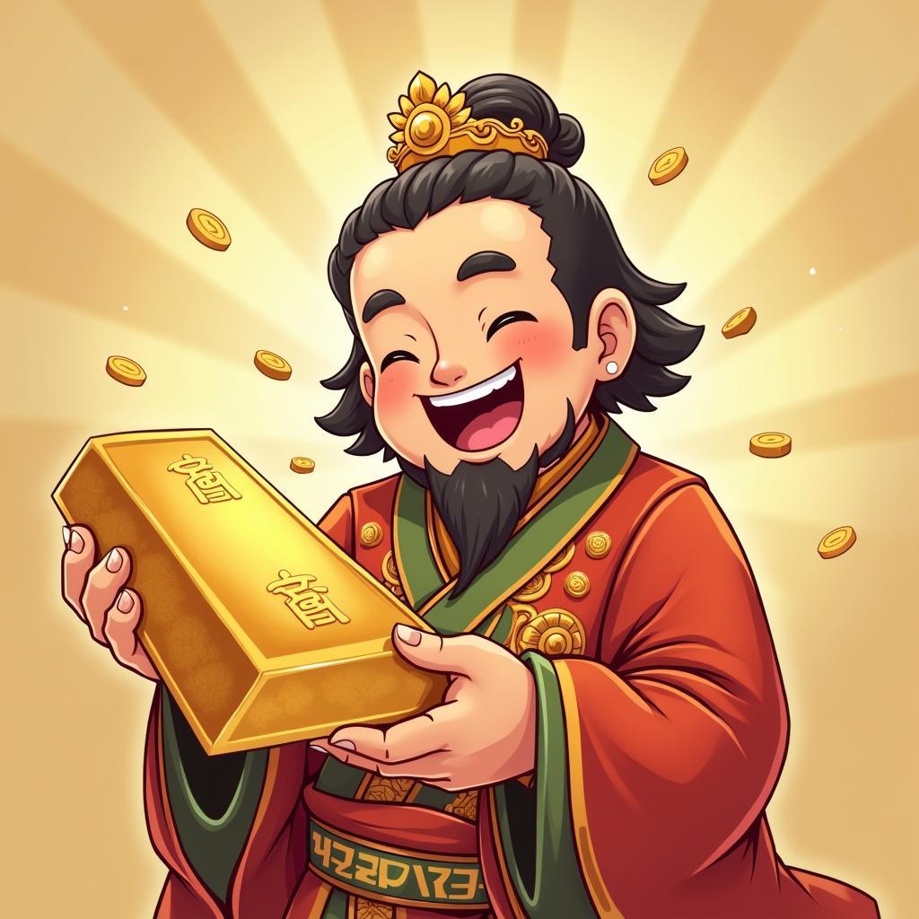 Anh Than Tai vui ve om thoi vang lon, the hien su giau co va sung tuc